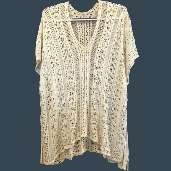 Crochet Boho Lace Hippy Top Cover Up Beachwear Boatwear Peekaboo One Size - Picture 1 of 11